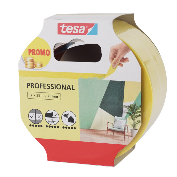 Maskeringstejp Professional 25 mm x 25 m 2-pack Tesa